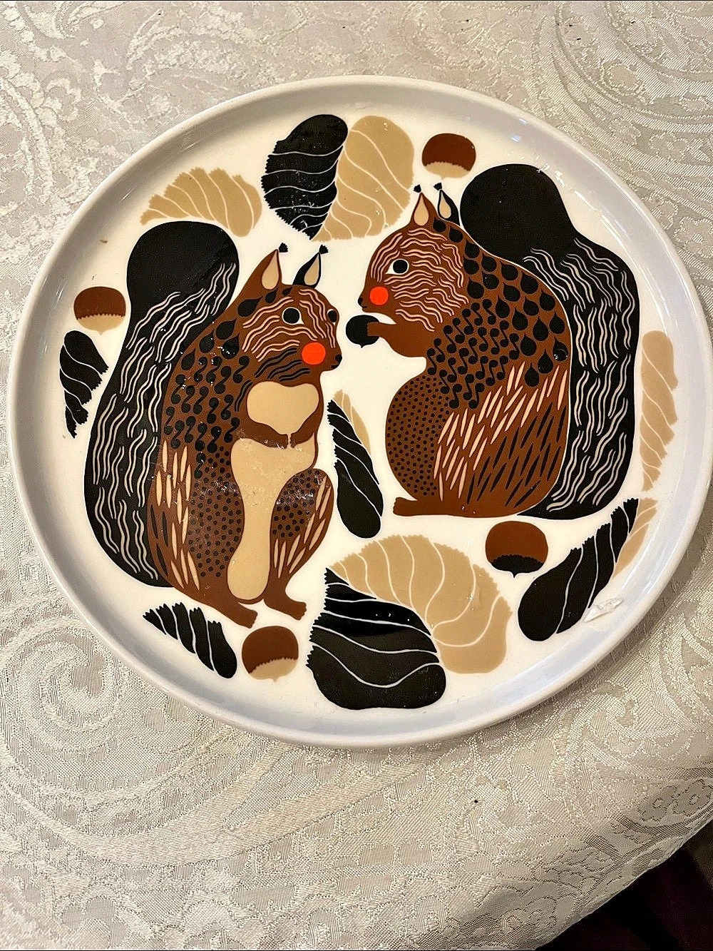 Marimekko Oiva Kurre Plate 20 cm Ceramic Brown & White